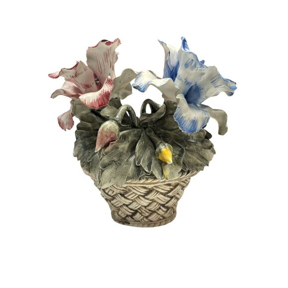 Vintage Capodimonte Porcelain Flower Basket Center Piece Made In Italy - READ - Picture 1 of 10
